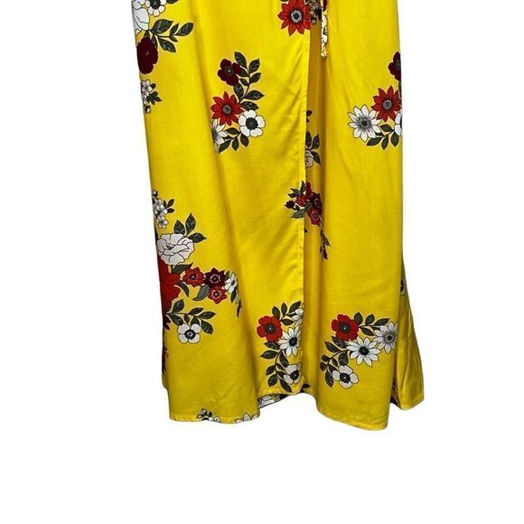 Loft beach yellow floral flutter sleeve maxi wrap dress size M - Picture 11 of 14